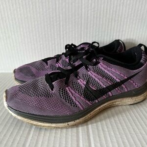 Nike Men’s Purple and Black Flyknit Running Sneakers